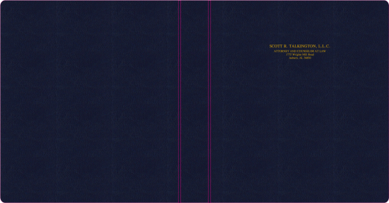 1" RING VINYL BINDER, CUSTOM, BLUE/GOLD - SCOTT R. TALKINGTON, L.L.C.