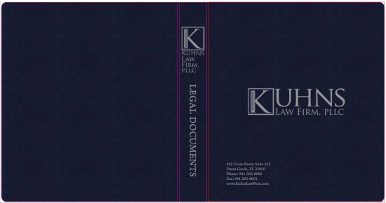 1" RING VINYL BINDER, CUSTOM, BLUE/SILVER - KUHNS LAW FIRM