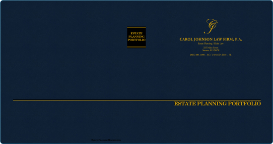 1" RING TURNED-EDGE BINDER, ESTATE PLANNING PORTFOLIO, BLUE/GOLD - CAROL JOHNSON LAW FIRM, P.A.