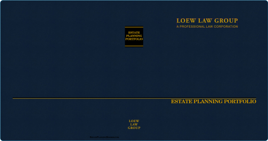 1" RING TURNED-EDGE BINDER, ESTATE PLANNING PORTFOLIO, BLUE/GOLD - LOEW LAW GROUP