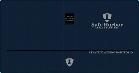 1" RING TURNED-EDGE BINDER, ESTATE PLANNING PORTFOLIO, BLUE/SILVER - SAFE HARBOR LEGAL SOLUTIONS