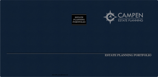 1-1/2" RING TURNED-EDGE BINDER, ESTATE PLANNING PORTFOLIO, BLUE/SILVER - CAMPEN ESTATE PLANNING