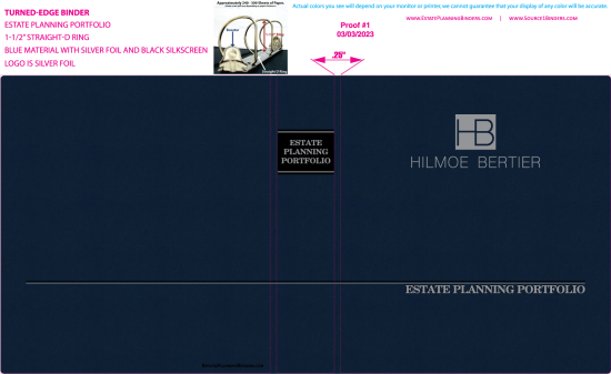 1-1/2" RING TURNED-EDGE BINDER, ESTATE PLANNING PORTFOLIO, BLUE/SILVER - HILMOE BERTIER LLP