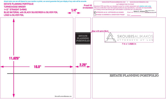 1-1/2" RING TURNED-EDGE BINDER, ESTATE PLANNING PORTFOLIO, BLUE/SILVER - SKOUBIS ALIKAKOS LLC
