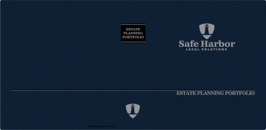 1-1/2" RING TURNED-EDGE BINDER, ESTATE PLANNING PORTFOLIO, BLUE/SILVER - SAFE HARBOR LEGAL SOLUTIONS