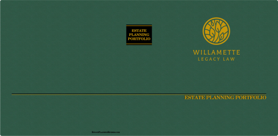 1-1/2" RING TURNED-EDGE BINDER, ESTATE PLANNING PORTFOLIO, GREEN/GOLD - WILLAMETTE LEGACY LAW