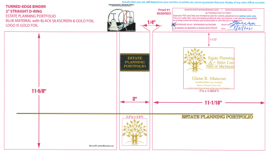 2" RING TURNED-EDGE BINDER, ESTATE PLANNING PORTFOLIO, BLUE/GOLD - MATECUN, THOMAS & OLSON