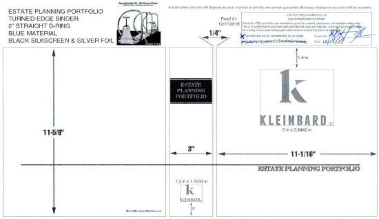 2" RING TURNED-EDGE BINDER, ESTATE PLANNING PORTFOLIO, BLUE/SILVER - KLEINBARD LLC