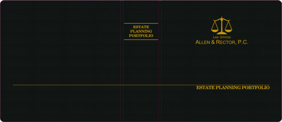 2-1/2" RING TURNED-EDGE BINDER, ESTATE PLANNING PORTFOLIO, BLACK/GOLD - ALLEN & RECTOR, P.C.