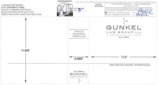 2-1/2" RING TURNED-EDGE BINDER, ESTATE PLANNING PORTFOLIO, BLACK/GOLD - GUNKEL LAW GROUP