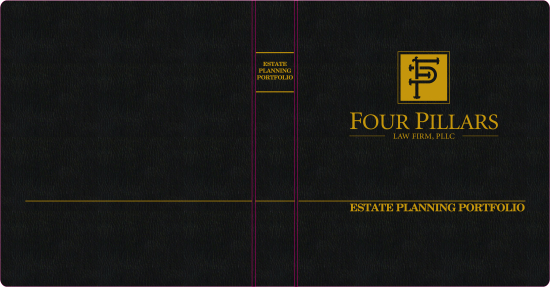 1" RING VINYL BINDER, ESTATE PLANNING PORTFOLIO, BLACK/GOLD  - FOUR PILLARS LAW FIRM, PLLC