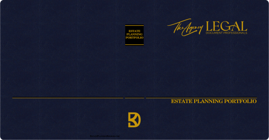 1" RING VINYL BINDER, ESTATE PLANNING PORTFOLIO, BLUE/GOLD - THE AGENCY LEGAL DOCUMENT PROFESSIONALS