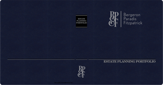 1" RING VINYL BINDER, ESTATE PLANNING PORTFOLIO, BLUE/SILVER - BERGERON PARADIS & FITZPATRICK