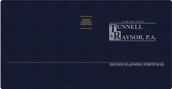 1" RING VINYL BINDER, ESTATE PLANNING PORTFOLIO, BLUE/SILVER - TUNNELL & RAYSOR, P.A.