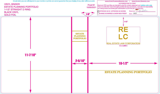 1-1/2" RING VINYL BINDER, ESTATE PLANNING PORTFOLIO, BLACK/GOLD  - REAL ESTATE LAW CORPORATION