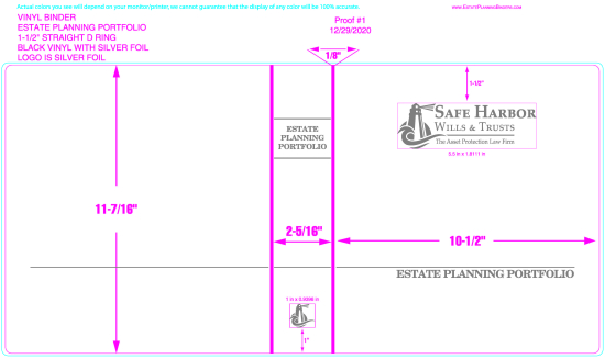 1-1/2" RING VINYL BINDER, ESTATE PLANNING PORTFOLIO, BLACK/SILVER - SAFE HARBOR WILLS AND TRUSTS