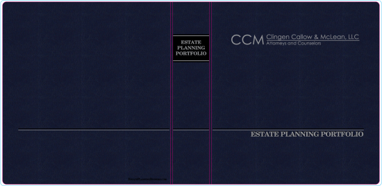 1-1/2" RING VINYL BINDER, ESTATE PLANNING PORTFOLIO, BLUE/SILVER - CLINGEN CALLOW & MCLEAN