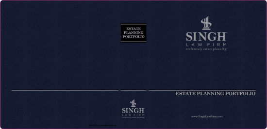 1-1/2" RING VINYL BINDER, ESTATE PLANNING PORTFOLIO, FREEPORTBLUE/SILVER/BLACK - THE SINGH LAW FIRM