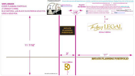2" RING VINYL BINDER, ESTATE PLANNING PORTFOLIO, BLUE/GOLD - THE AGENCY LEGAL DOCUMENT PROFESSIONALS