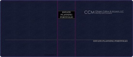 2-1/2" RING VINYL BINDER, ESTATE PLANNING PORTFOLIO, BLUE/SILVER - CLINGEN CALLOW & MCLEAN