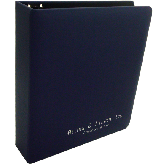 1-1/2" RING TURNED-EDGE BINDER, CUSTOM, BLUE/SILVER - ALLING & JILLSON, LTD.