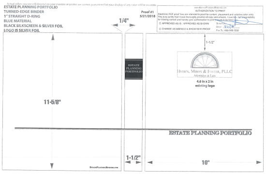 1" RING TURNED-EDGE BINDER, ESTATE PLANNING PORTFOLIO, BLUE/SILVER - HYDEN, MIRON & FOSTER, PLLC