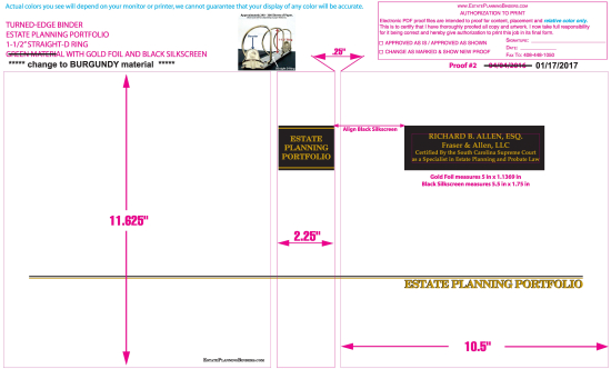 1-1/2" RING TURNED-EDGE BINDER, ESTATE PLANNING PORTFOLIO, BURGUNDY/GOLD - FRASER & ALLEN, LLC