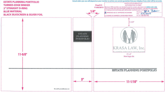 2" RING TURNED-EDGE BINDER, ESTATE PLANNING PORTFOLIO, BLUE/SILVER - KRASA LAW INC