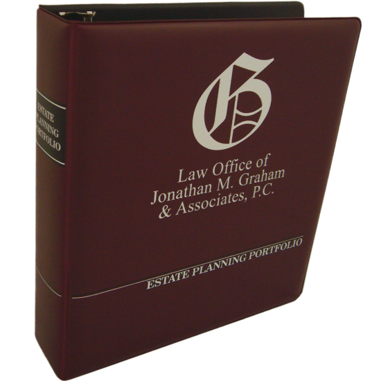 1-1/2" RING VINYL BINDER, ESTATE PLANNING PORTFOLIO, BURGUNDY/SILVER - LAW OFFICE OF JONATHAN M. GRA