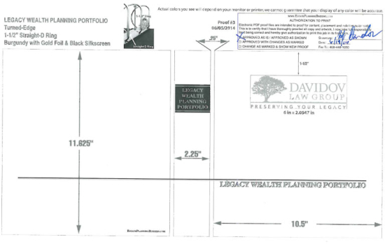 1-1/2" RING TURNED-EDGE BINDER, LEGACY WEALTH PLANNING PORTFOLIO, BURGUNDY/GOLD  - DAVIDOV LAW GROUP